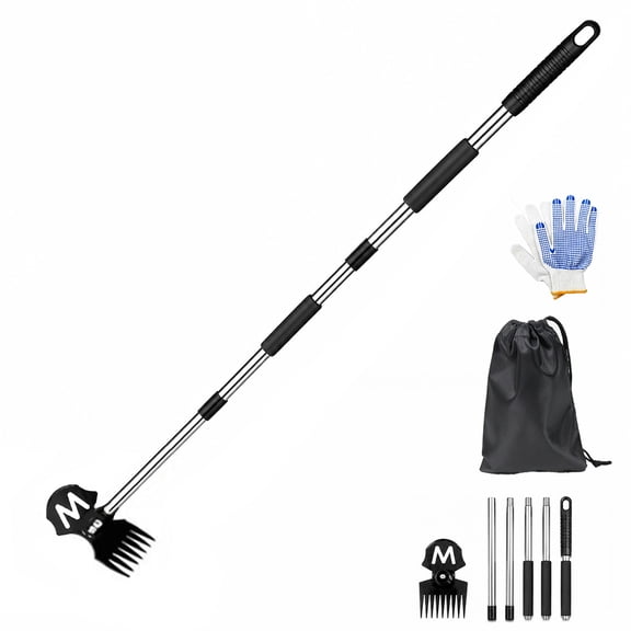TEIPUERY 2-in-1 Garden Rake & Cultivator, 60 Inch Long Handle 9 Tine Carbon Steel Weed Rake and Weeding Tool for Soil Loosening, Lawn and Yard Care