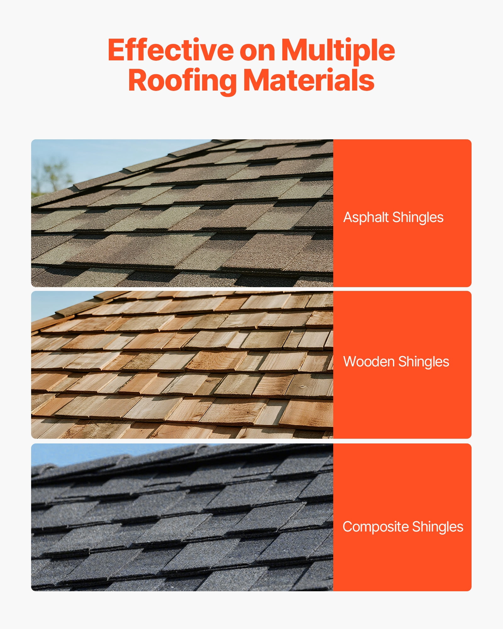 VEVOR Shingle Shovel 1 Pack, D-Grip Handle Shingle Roof Ripper, High Hardness 45# Steel & Lightweight Easy Tearing Off Roofing & Nails Tool, ideal for Commercial and Residential Use,Orange