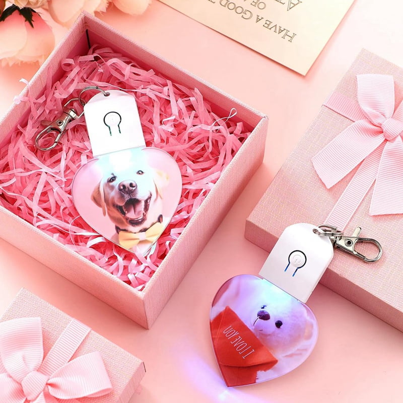 10 Pcs LED Sublimation Blank Keychain Lighted Heart Shape Transfer Keychain Acrylic Heat Sublimation Blanks