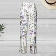 thumbnail image 4 of KDFJPTH Women's Floral Bird Print Linen Blend Pants Elastic Waist Cropped Casual Trousers with Side Pockets White L, 4 of 7
