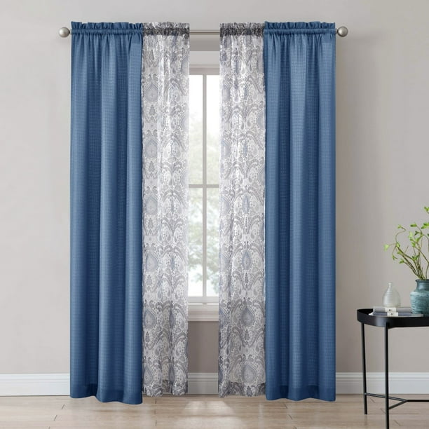 Mainstays 4pc Rod Pocket Curtain Panel