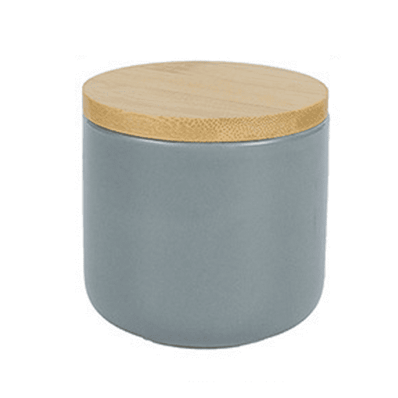 Modern Kitchen Counter Storage for Farmhouse Chic Décor Wood-Lidded Ceramic Salt & Pepper Caddy