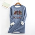 thumbnail image 1 of Hauts Chauds pour Femmes Mode de Noël Impression Manches Régulières Hiver Ample Vacances Décontracté Col Rond Chemise Hauts Tenues de Vacances pour Femmes en Solde, 1 of 4