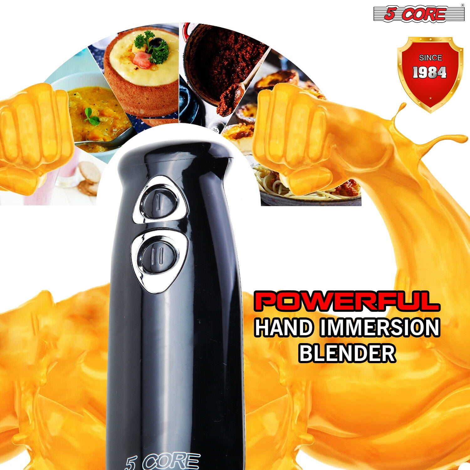5 CORE Immersion Blender Handheld 1 Piece 500W Copper Motor w 800ml Mixing  Beaker Emulsifier Blender Multi Purpose Emerson Blenders Premium Small  Kitchen Appliances