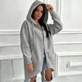 thumbnail image 6 of IUYRTFE Women's Hooded Zip Up Mid Length Sweatshirt Jacket with Pockets Casual Relaxed Fit Coat, 6 of 9