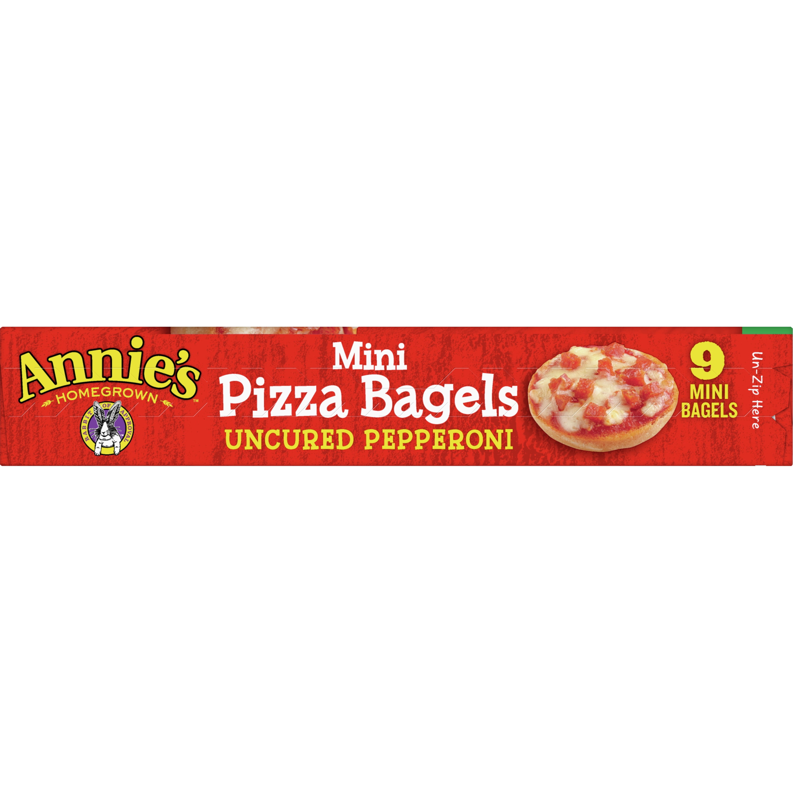 Save on Annie's Homegrown Mini Pizza Bagels Three Cheese - 9 ct