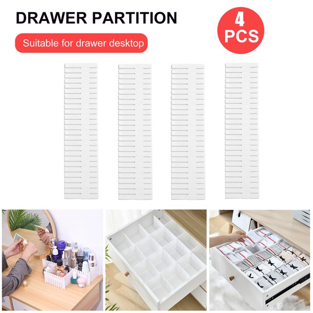 Tablero de combinación de partición de plástico divisor de tablilla de cajón ajustable DIY 4 Uds Tmvgtek Para estrenar