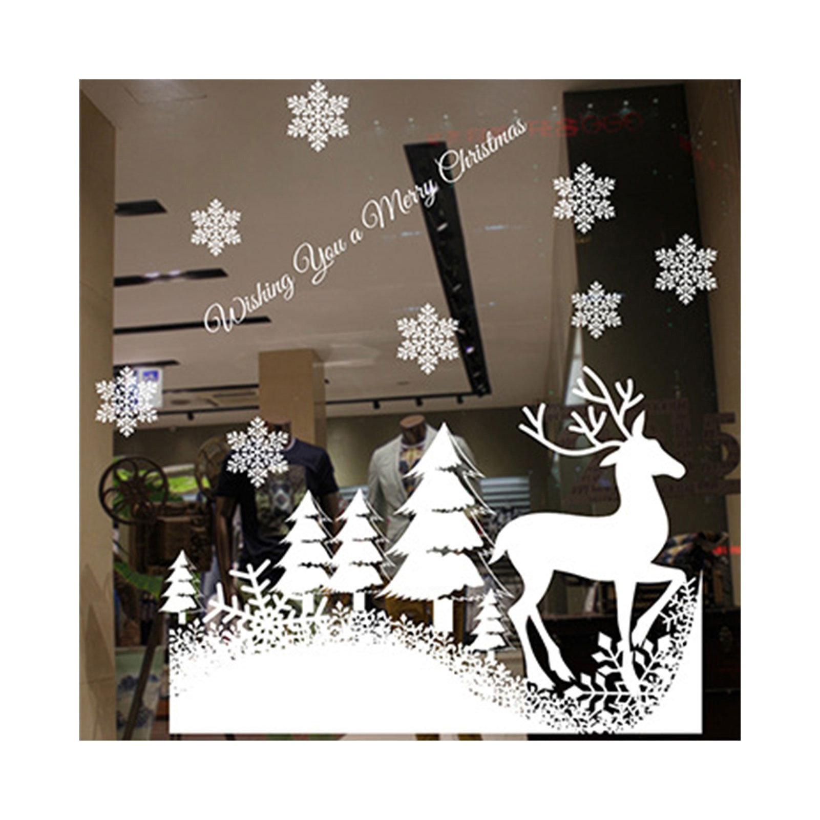 Dserhfy 1 Set DIY Nice-looking Christmas Stickers Christmas Snowman Santa Claus Pattern Non-adhesive Static Stickers Party Supplies
