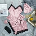 thumbnail image 4 of Conjunto de pijama de dos piezas para mujer, ropa de dormir Sexy con estampado de cerezo, cuello en V, seda de imitación, conjuntos cortos, ropa de estar por casa con bolsa, 4 of 4