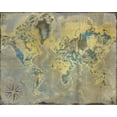 thumbnail image 2 of Allen, Kimberly 24x20 White Modern Wood Framed Museum Art Print Titled - Golden Teal World Map, 2 of 4