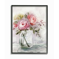Stupell Industries Flower Jar Pink Green Watercolor Painting Framed Wall Art by Main Line Studio