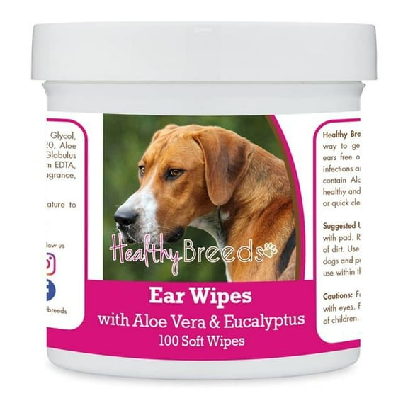 Healthy Breeds 192959823615 English Foxhound Ear Cleaning Wipes with Aloe & Eucalyptus for Dogs - 100 Count