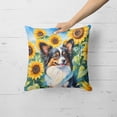thumbnail image 2 of Papillon in Sunflowers Throw Pillow 18 in x 18 in, 2 of 5