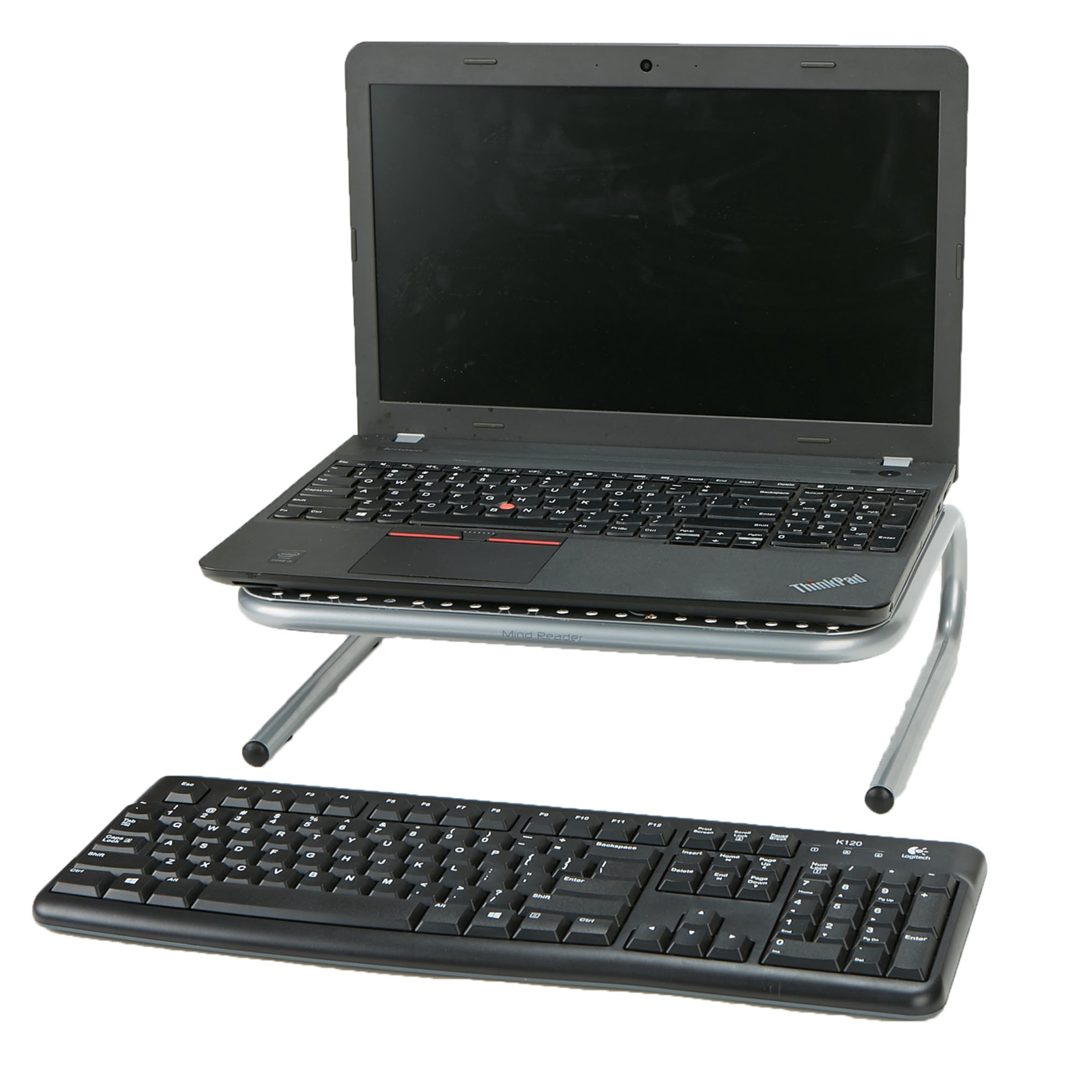 Mind Reader Vented 11 x 14.5 x 4.5 Metal Monitor Stand, Silver