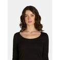thumbnail image 3 of No Boundaries Scoop Neck Everyday Tee with Long Sleeves, 1 and 3 Pack, Women's, 3 of 5