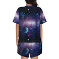 thumbnail image 6 of Uemuo Planets Stars And Galaxies1 Pattern Women's Short-Sleeved Pajama, Button-Front Loungewear, 2-Piece Summer Sleepwear, Elastic Drawstring Shorts-Small, 6 of 7