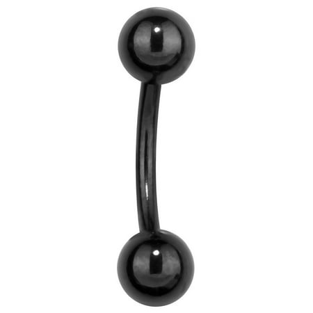 Black Eyebrow Ring - Black Anodized Surgical Steel Eyebrow Ring Barbell 16G - 14G