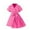Hot Pink, variant on little Girl Dresses Fashion Color Matching Lapel Short Sleeve Lace Up Fashion Girls Pageant Dress