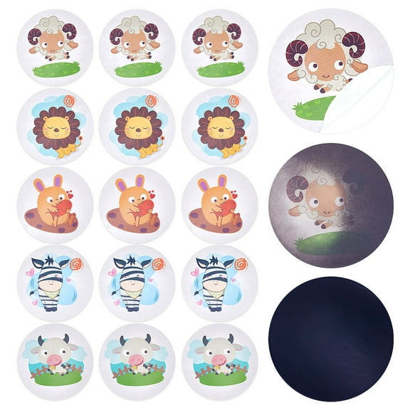 Round Dot PVC Potty Training Toilet Color Changing Stickers Reusable Potty Targets Color Changing Pee Target for Kid Training Animal 70x0.3mm