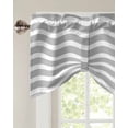 thumbnail image 3 of Fsddascl Grey Moire Tie Up Valance Curtains for Windows, Kitchen Curtains Window Treatments, Water Ripple Stripe Farmhouse Short Window Shades Valances for Bedroom Bathroom Cafe 42"x12", 3 of 7