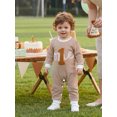 thumbnail image 3 of RUINIXCW Baby Boy First Birthday Outfit Romper Infant Boys 1st Birthday One Years Old Clothes Letter Embroidery Long Sleeve Waffled Striped Jumpsuit, 3 of 10