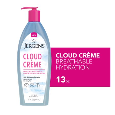 Jergens Cloud Creme with Hyaluronic Complex  Non-Greasy Breathable Hydration Body Lotion  13 fl oz