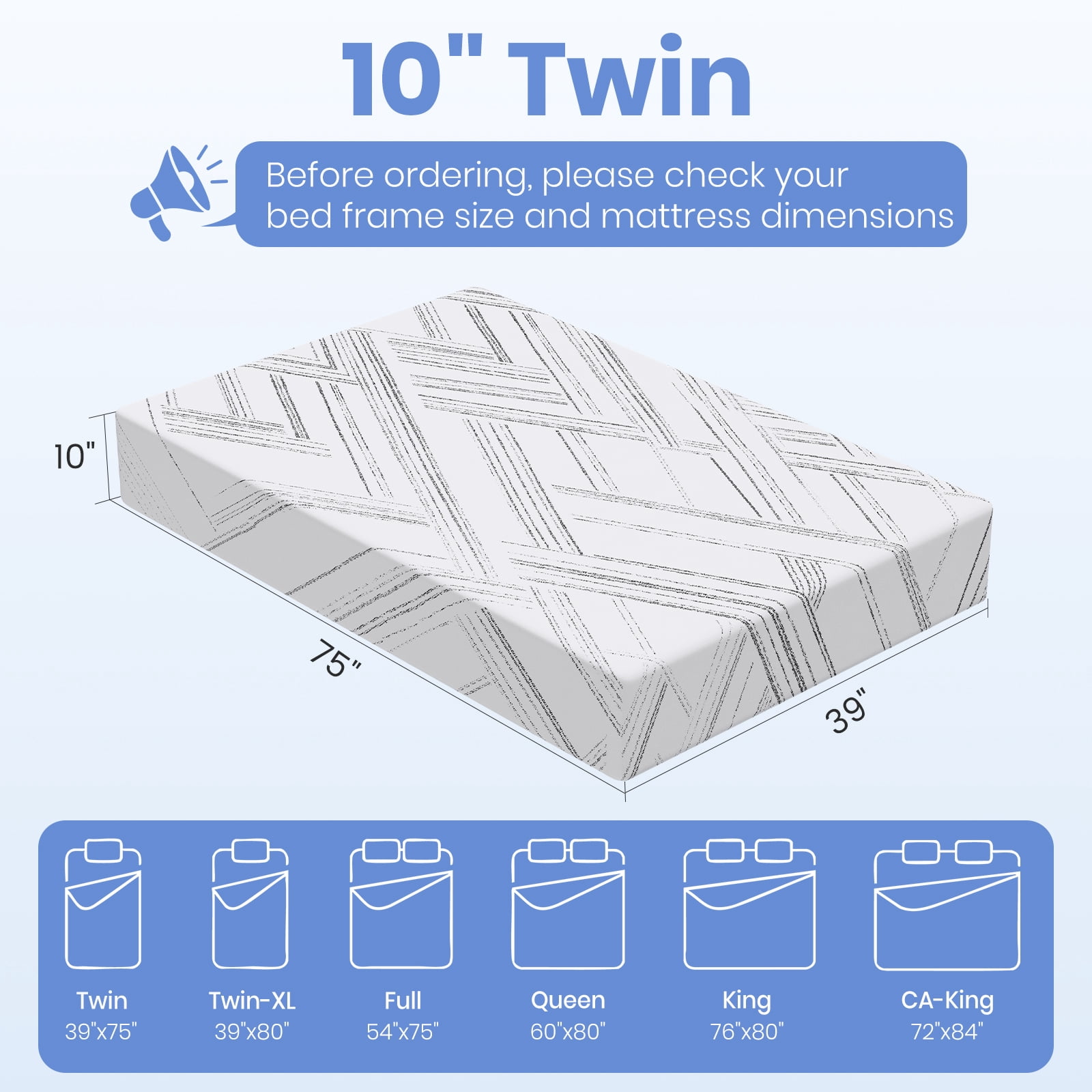 JYYA88BB 12-inch Cooling Gel Memory Foam Mattress in a Box, Medium-Firm, Full Size