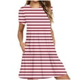 thumbnail image 2 of YHAJDS Women's Dresses Short Sleeve Round Neck Tiered Knee Length Dress with Pockets, 2 of 5