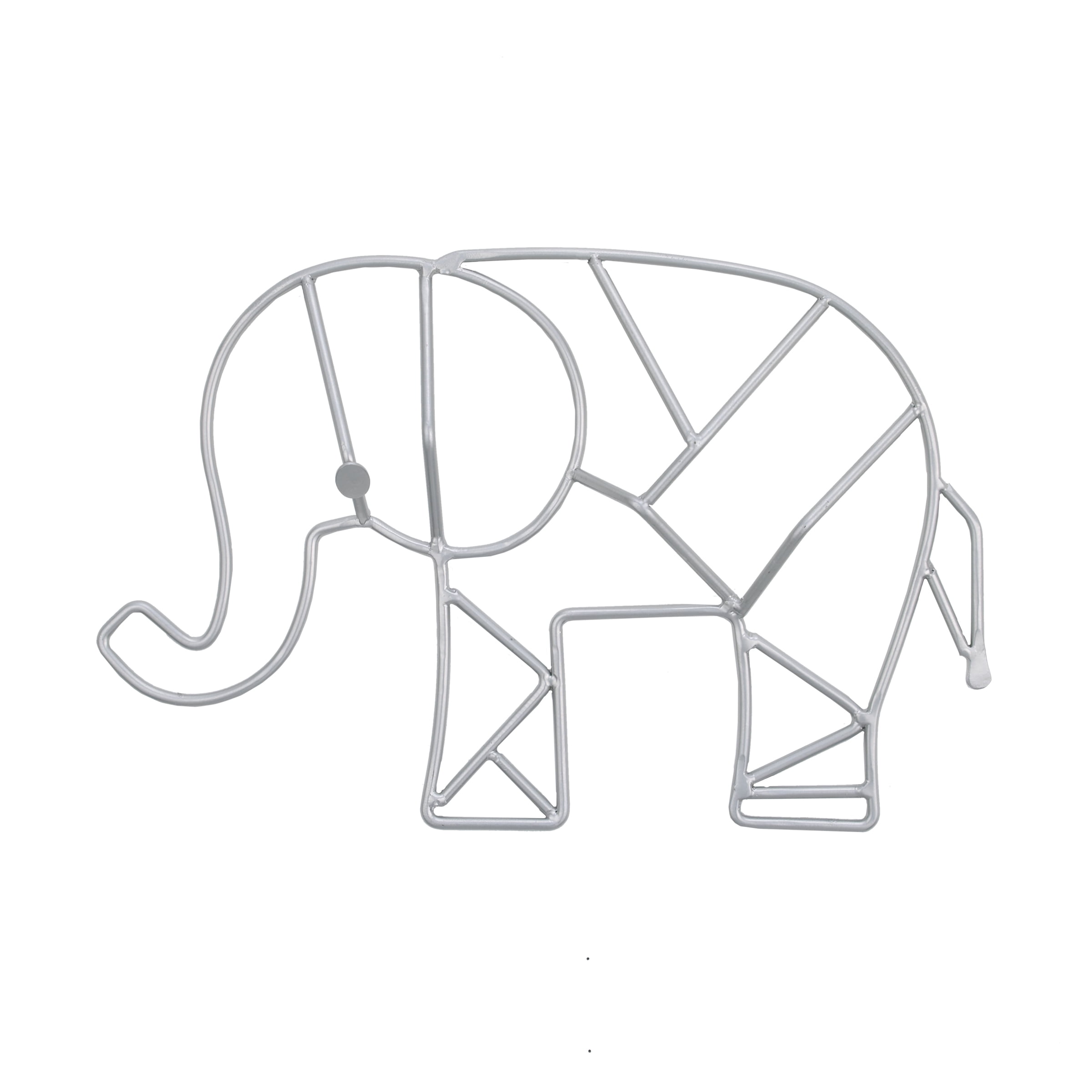 NoJo Elephant Shaped Wire Wall Decor, Grey Finish