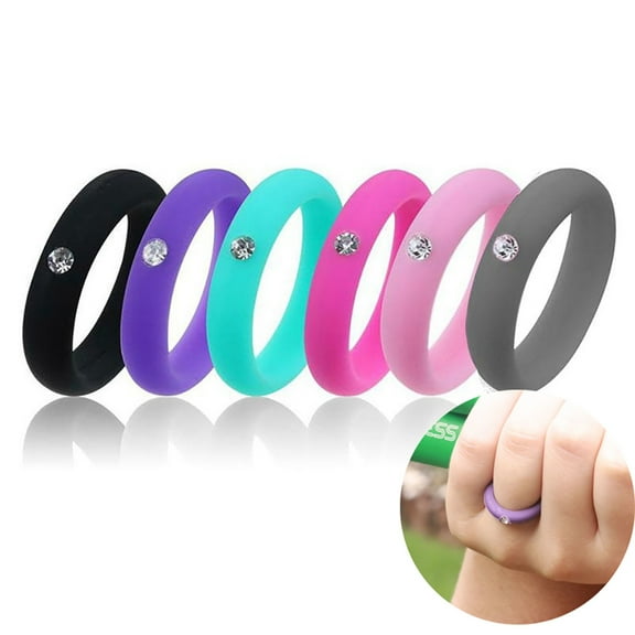 SmartBy Women Fashion Silicone Wedding Band Rhinestone Ring Jewelry Valentine's Day Gift