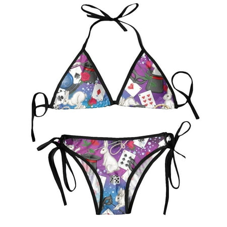 Women Bikini Set Bra Halter Thong Swimsuit Beachwear Bathing Magician Colored Mesh Ultraviolet Blue