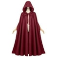 thumbnail image 2 of SEAOPEN Cloak with Hood Women Renaissance Hooded Medieval Cloak Witch Robe Halloween Costume Open Front Witch Wizard Cape Red,Free Size, 2 of 4