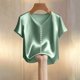 thumbnail image 4 of Eres Más Que Una Camisa de Puntuación de Prueba Moda de Verano de Mujer Color Sólido Casual Cuello en V Top de Manga Corta Mujeres Tops de Verano Casual, 4 of 5