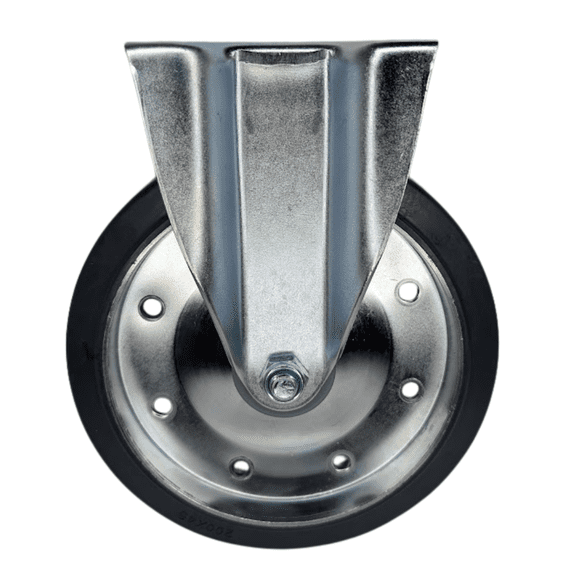 8" x 2" Wheel - Fixed Plate Caster Solid Rubber Wheel Heavy-Duty Caster Commercial