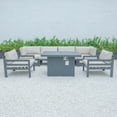 thumbnail image 2 of LeisureMod Chelsea 7-Piece Patio Conversation Set Outdoor Sectional Sofa Set Black Aluminum With Fire Pit Table & Cushions in Beige, 2 of 13