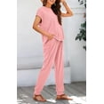 thumbnail image 5 of BTFBM Women's Two Piece Tracksuit Outfits Summer Short Sleeve Tops Long Pants Jogger Lounge Matching Sets Sweatsuit, 5 of 7