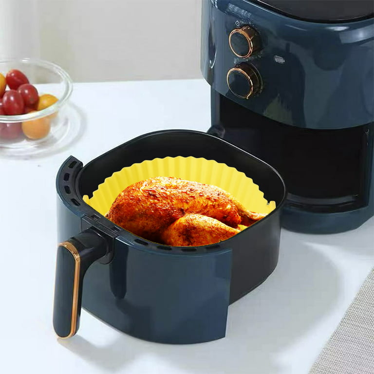 Jokapy 3pcs Air Fryer Silicone Pot, 8 inch Silicone Air Fryer Basket, Reusable Air Fryer Silicone Liner Fits 3-5 qt Air Fryer, Blue