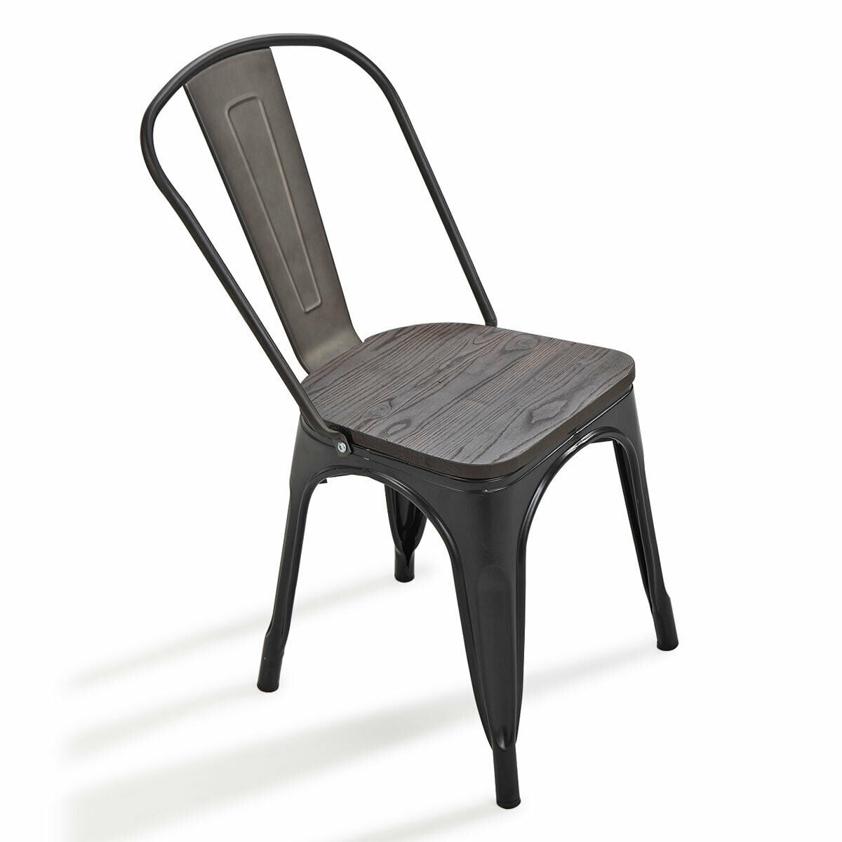 Kepooman Industrial Metal Dining Chair Set of 4, Stacking Lounge Bar Chair - Dim Gray Kepooman Industrial Metal Dining Chair Set of 4, Stacking Lounge Bar Chair - Dim Gray