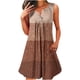 thumbnail image 1 of Vestido sin Mangas para las Mujeres Fragmentado Flash de Colores Impreso Botón Suéter Cuello Redondo Vestido, Vestido de Fiesta de Poliéster para Diario, Muestra Caso, 1 of 5