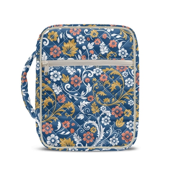 chaqlin Peisili Floral Bible Cover Case for Women, Soft Quilted Church Tote Bag with Front Zipper Pocket, Waterproof Bible Study Supplies Protector, Christian Gifts for Women