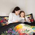thumbnail image 4 of Homewish Watercolor Skull Skeleton Twin Comforter Sets,Floral Leaves Bedding Set,Happy Halloween Duvet,Black Reversible,2pcs,1 Comforter and 1 Pillowcase, 4 of 7