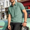 thumbnail image 2 of GrmtClth Polo Shirts for Men Business Collared Golf Shirt Trend Short Sleeve Top Summer with Pocket Tee with Button Mint Green XL, 2 of 7