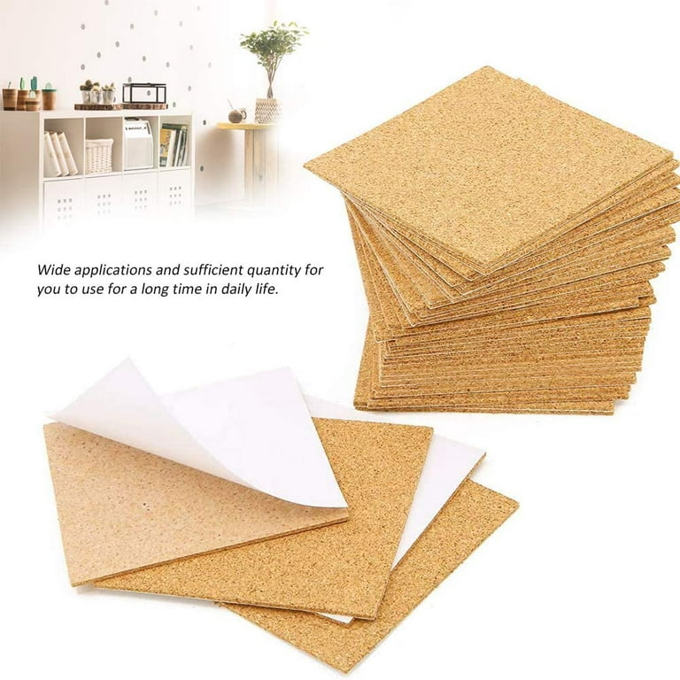 60 Pack Hexagon Cork Coasters Cork Squares Cork Board Tiles with Full  Sticky Back,Mini Wall Bulletin Boards, for