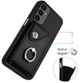 thumbnail image 3 of Wallet Case Compatible for Samsung Galaxy A25 5G with Card Holder, Rotation Finger Ring Kickstand Card Slots Case, Classic PU Leather Shockproof Magnetic Button Cover for Galaxy A25 5G, Black, 3 of 7