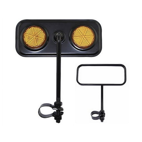 Alta Rectangle Bicycle Black Mirrors, Reflectors Multiple Colors. (Amber)