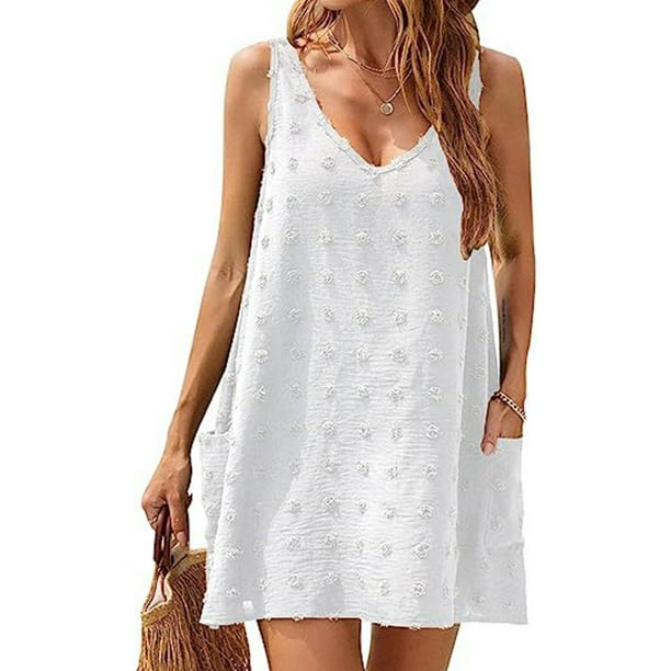 Bathing Suit Cover Up for Women Cute Swiss Dots Stitching Swimsuit