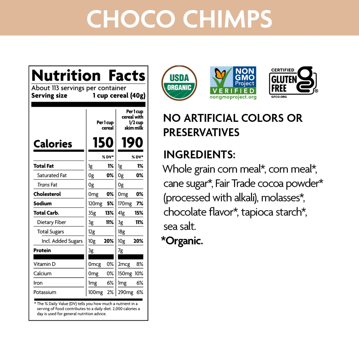 EnviroKidz Organic Choco Chimps Breakfast Cereal, 10lb Case (pack of 1)