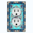 thumbnail image 1 of Metal Light Switch Plate Cover Teal Purple Mandala Flower Heart Tile Pattern TIL035, 1 of 13