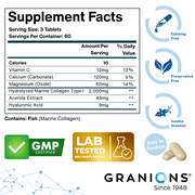 Granions Marine Collagen Pills Vanilla, Collagen + Hyaluronic Acid + Vitamin C, 180 Tablets