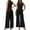 SZ0018-Black, variant on Vine Women Jumpsuits One Piece Jumpsuits for Women Dressy Casual Outfits Sleeveless Mock Neck Wide Leg Jumpsuits With Pockets S-2XL